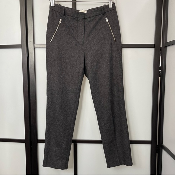 [0] Aritzia Wilfred Dark Grey Wool Knit Structured Trousers with Silver Zippers - Picture 1 of 14